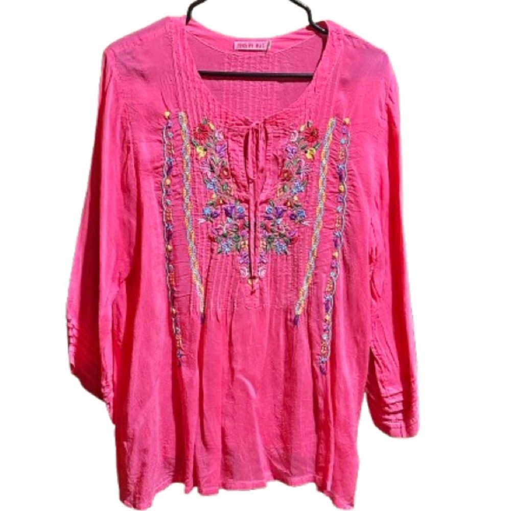 Johnny Was Fuchsia Embroidered Tunic